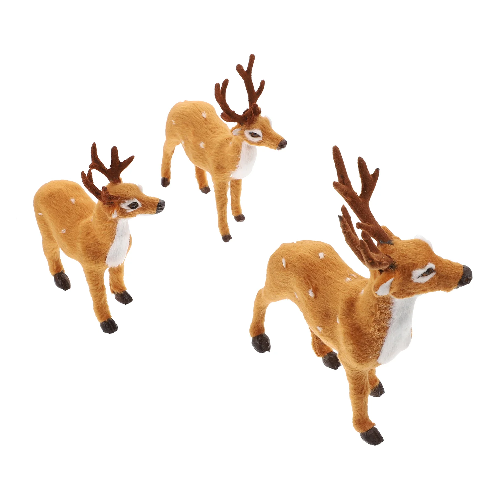 3 PCS Simulated Sika Deer Animal Figurine Decor Vivid Ornament Lifelike Model Wild Models Craft