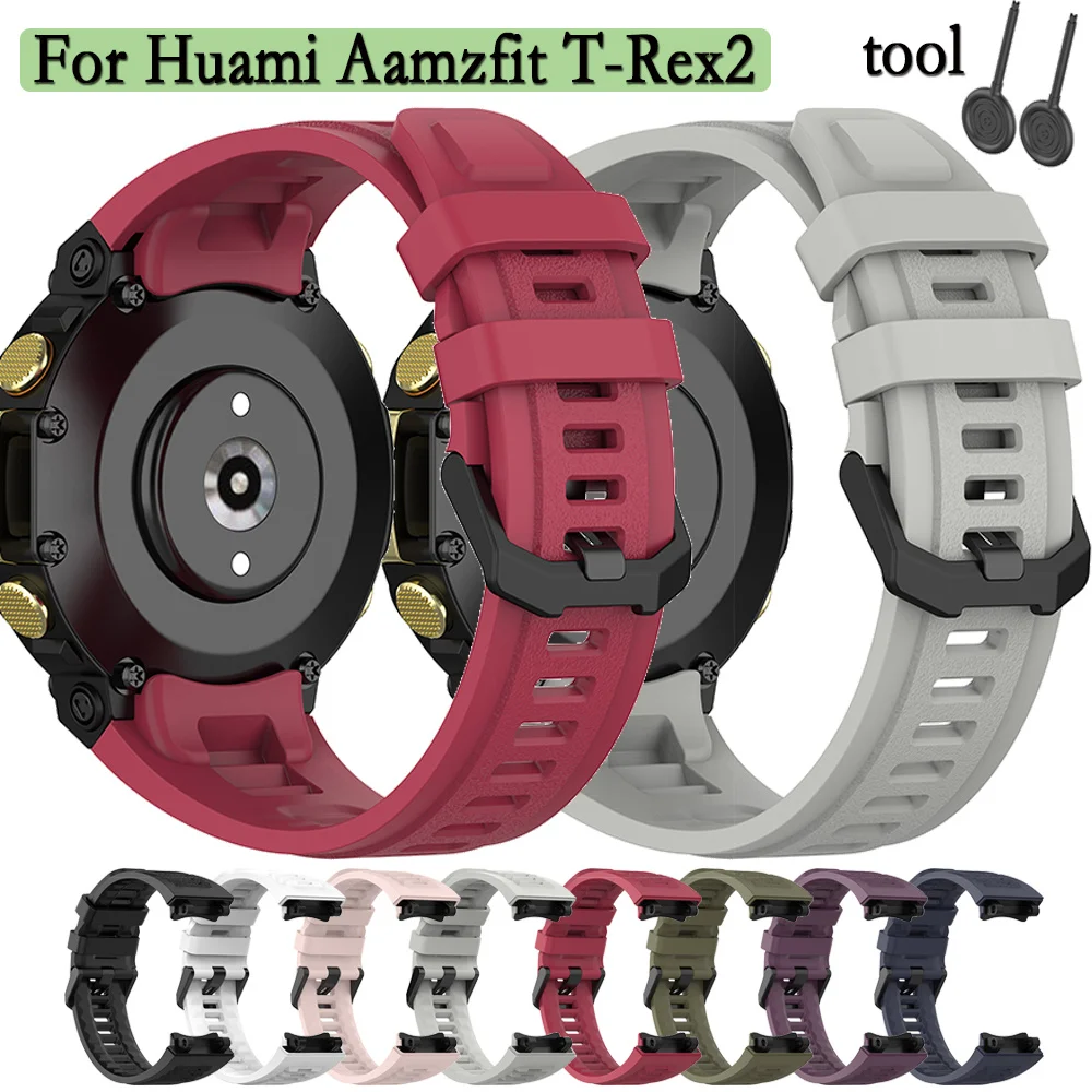 

Strap For Huami Aamzfit T-Rex 2 Wristband Band Official Silicone Watchband Replacement With Tools Fashion Watch Accessories