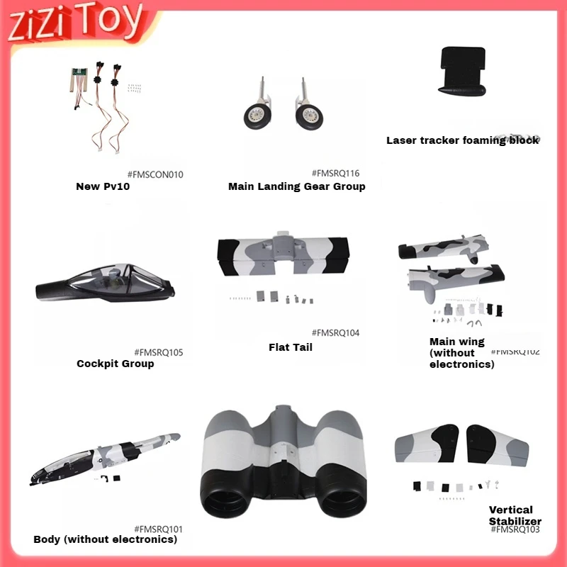 Fms 70mm Ducted A-10 V2 Fuselage Aile Principale Queue Verticale Queue Plate Cockpit Assembly Train D'atterrissage Et Autres Accessoires