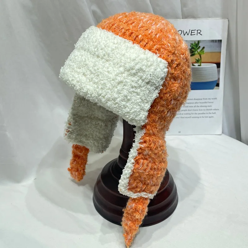 قبعات كورية محبوكة يدويًا للرجال والنساء حافظات أذن سميكة دافئة لقبعات منسوجة للشتاء #1