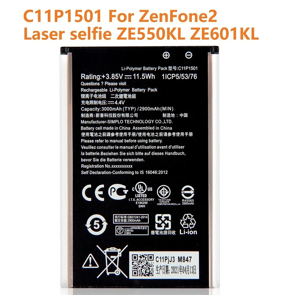 Replacement Battery C11P1501 For ASUS ZenFone2 Laser Selfie ZE550KL ZE601KL Z00LD Z011D ZD551KL Z011D D551KL Z00UD