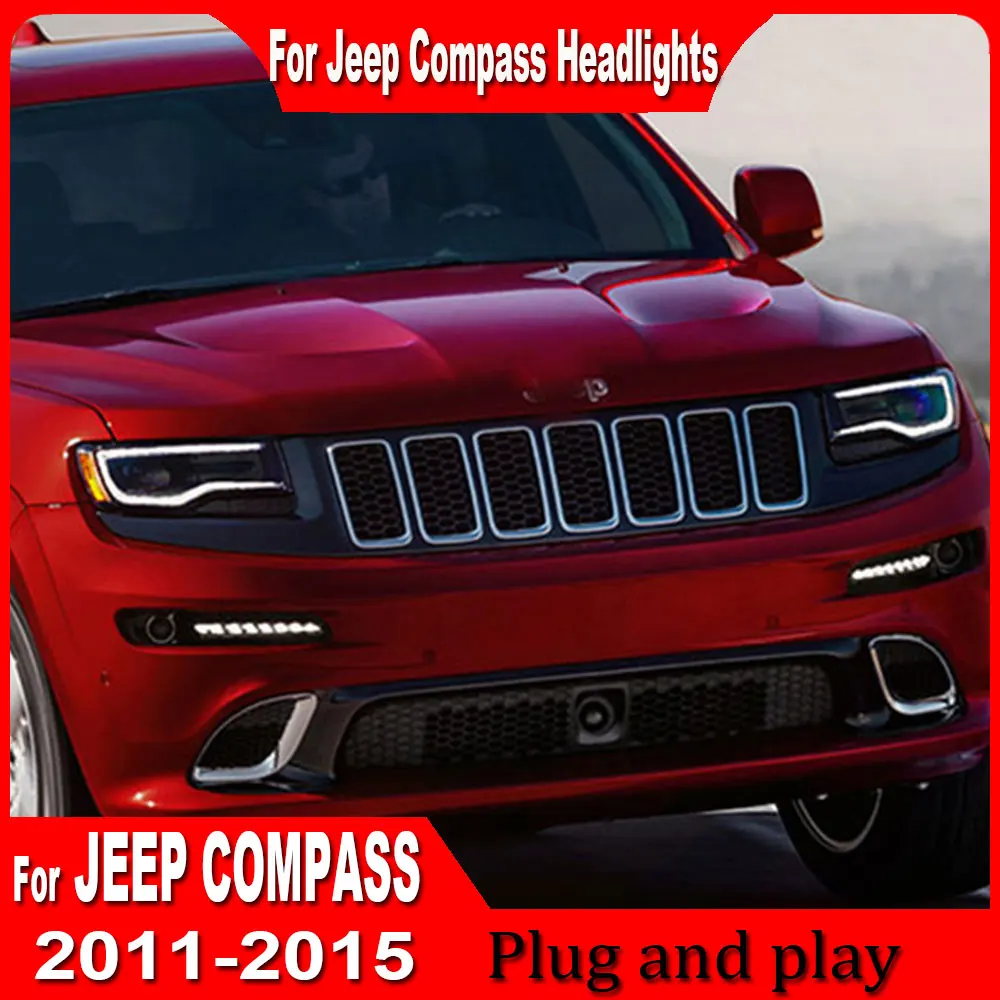 Car headlights Accessories for Jeep Compass LED Headlight 2011 2012 2013 2014 2015 2016 Head Lamp Drl Projector Lens Automotive