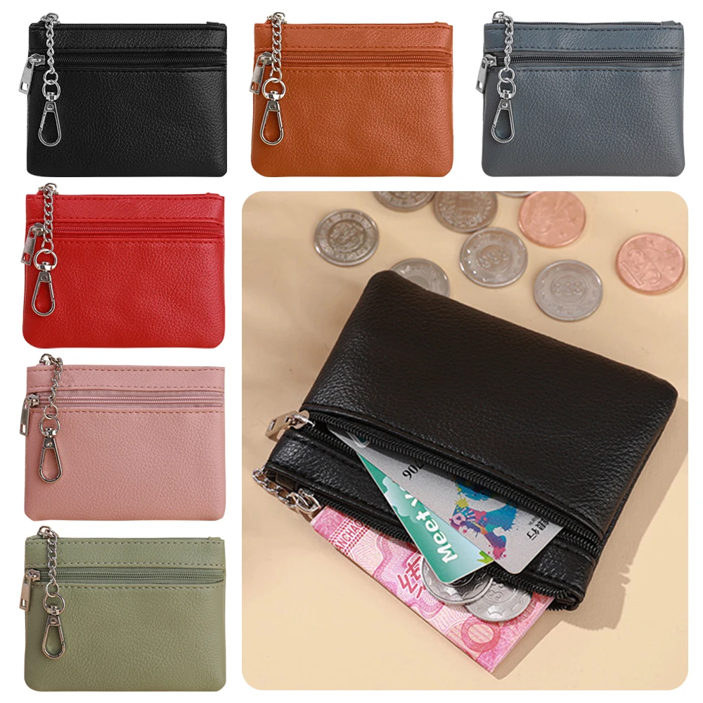 

Multifunctional PU Leather Money Coin Purse Waterproof Wear-resistant Credit Card Holoder Zipper with Key Ring Key Bag Women Men