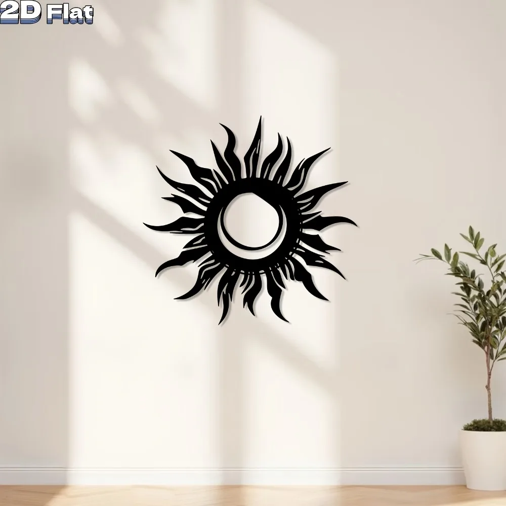 1pc Sunburst Metal Wall Art, Iron Hanging Decor with Hook, Modern Home Decoration for Indoor Outdoor