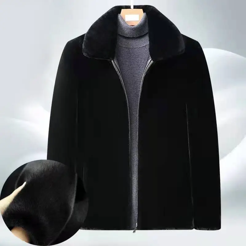 

Men's Winter Thiened Gold Mink Velvet Jaet Faionable Warm Coat Whole Mink Fur ort Length Five Sve Five Button