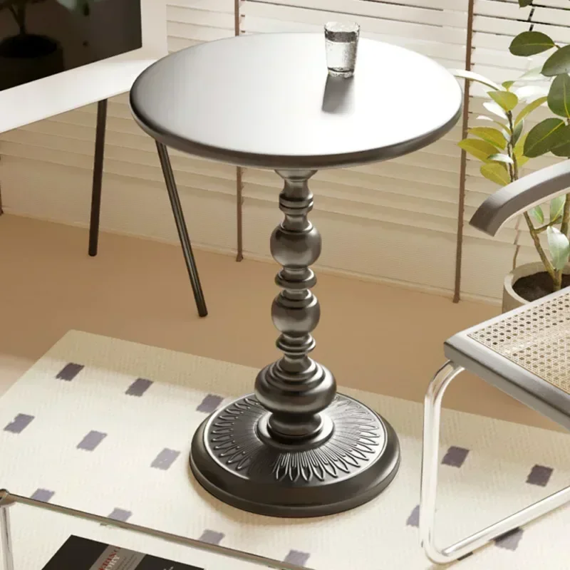 American Retro Iron Art Round Tea Table Vintage Metal Coffee Table Household Furniture for Living Room Sofa Corner Side Table