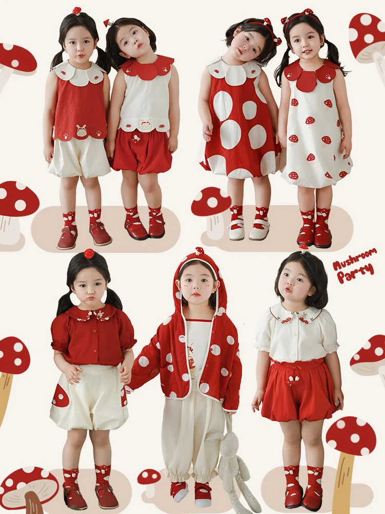 

Girls' Polka Dot Summer Beautiful Cute Hooded Jacket Contrasting Lapels Multi-piece Trendy Set