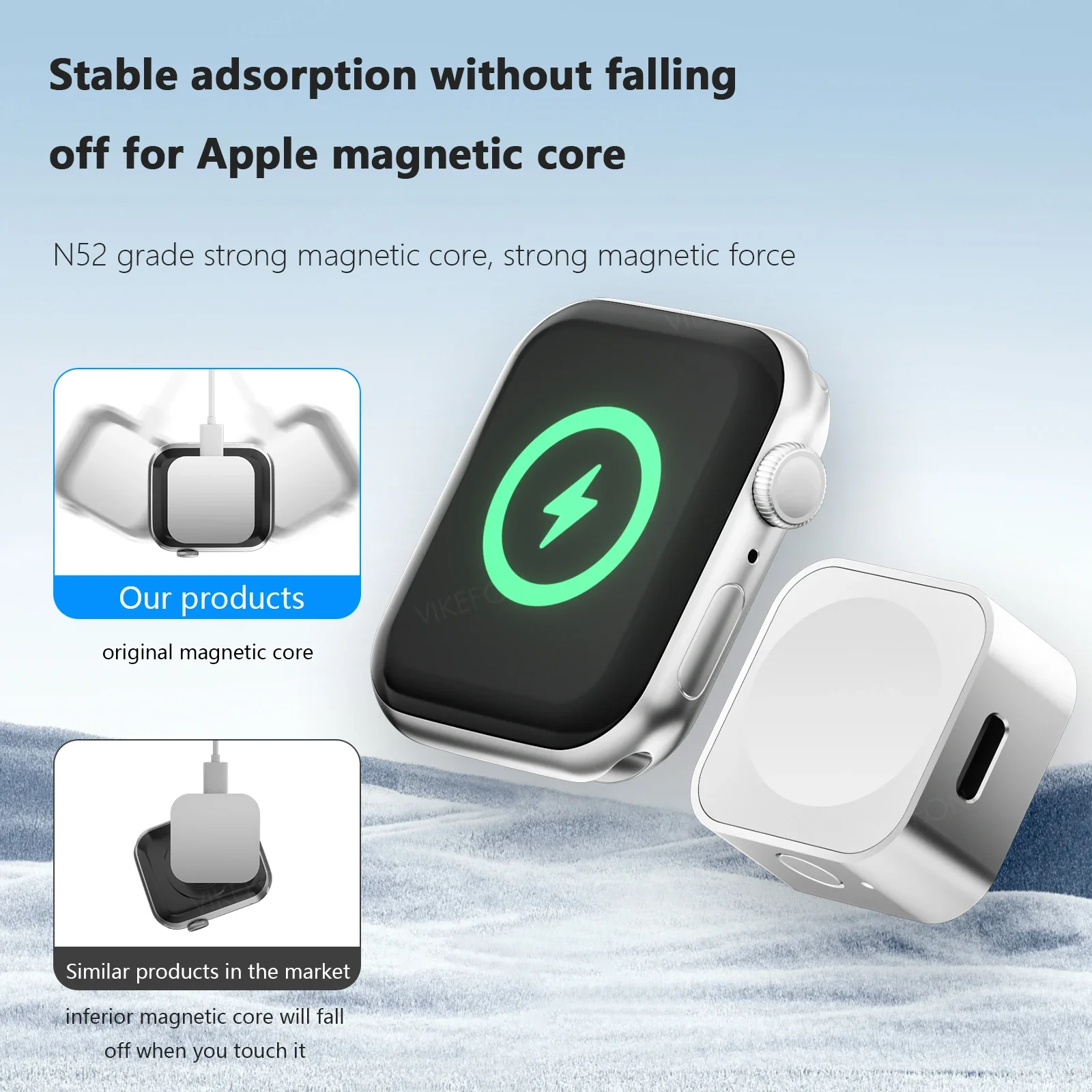 Smart Magnetic Watch Wireless Charger 500mAh Power Bank for Apple Watch Series 11 10 9 8 7 6 5 4 3 Ultra 2 SE Fast Charging Dock