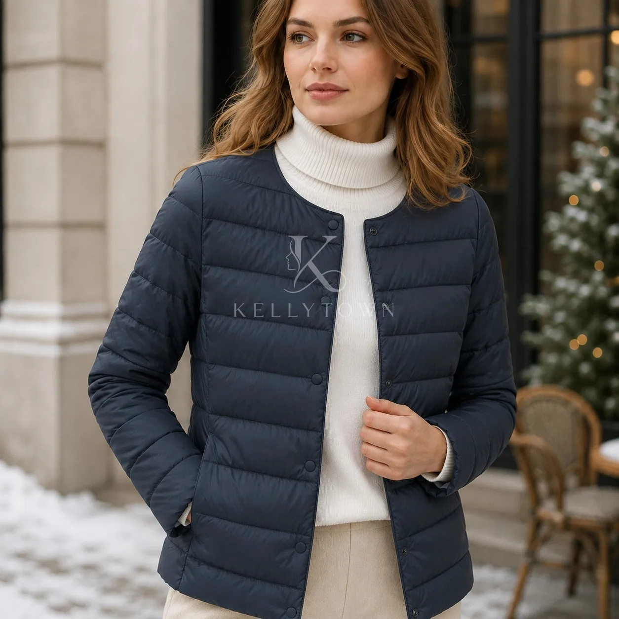 Down Coat Women Quilted Puffer Jacket Parka Long Sleeve Button Front Slim Fit Polyester Casual Autumn Winter пуховик женский