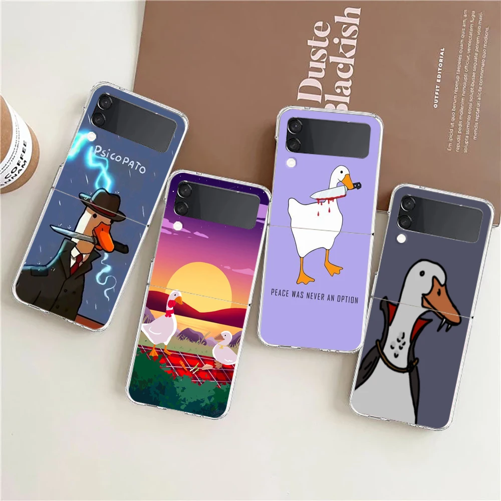 Goose Game Hard PC Phone Case For Samsung Galaxy Z Flip 4 5 Transparent Cover For Galaxy Z Flip 3 Foldable Shockproof Cases Bags