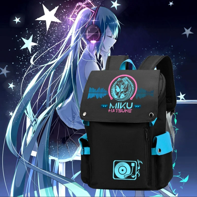 

Cute Hatsune Miku Backpack Kawaii Anime Peripheral Cartoon Schoolbag Large Capacity Multi-layer Laptop Storage Bag Badge Itabag