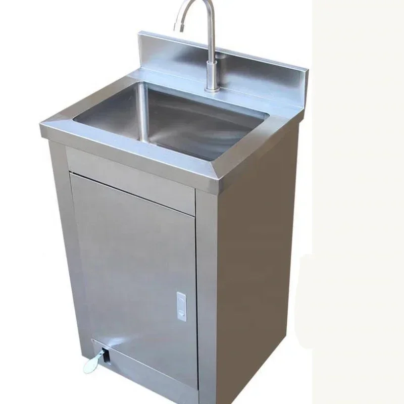 Hospital stainless steel 304 hand wash basin medical foot pedal operated scrub sink