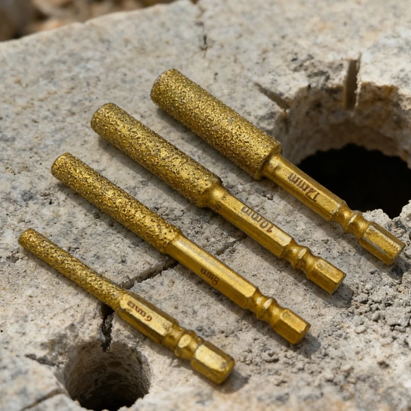 

D6 8 10 12 4 шт. Алмазные коронки для сухого сверления, резьба с шестигранным хвостовиком, корончатая пила для керамической плитки, гранита, мрамора Cr