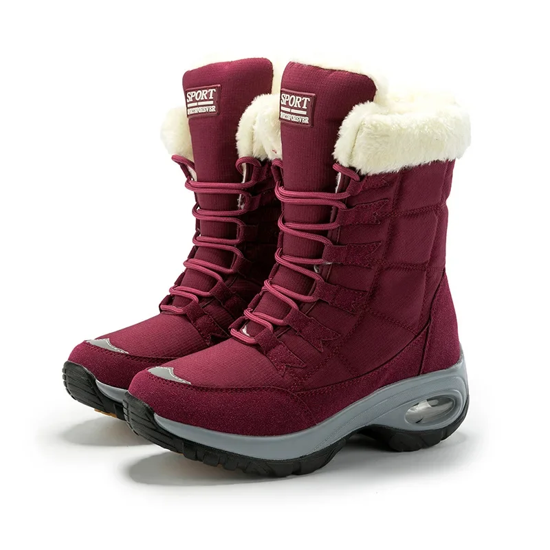 Botas de nieve cálidas antideslizantes y gruesas para mujer, zapatos de algodón resistentes al frío, talla grande, novedad de invierno