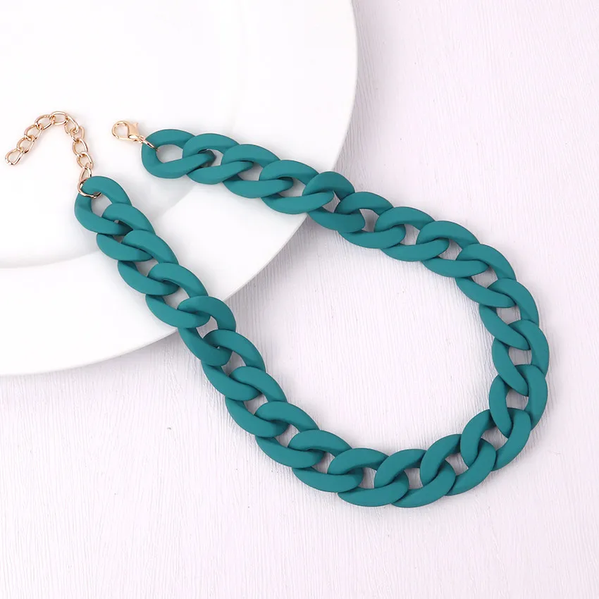 FishSheep Trendy Colorful Acrylic Chain Choker Necklaces For Women Statement Matte Resin Wide Chain Collar Neck Jewelry 2022 New image 3