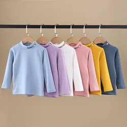 Multi Color Fleece Cute Base Kids Undershirt for Girls Boys Children Warm Soft High Collar Kids Girls Bottoming Shirt 3-10Y