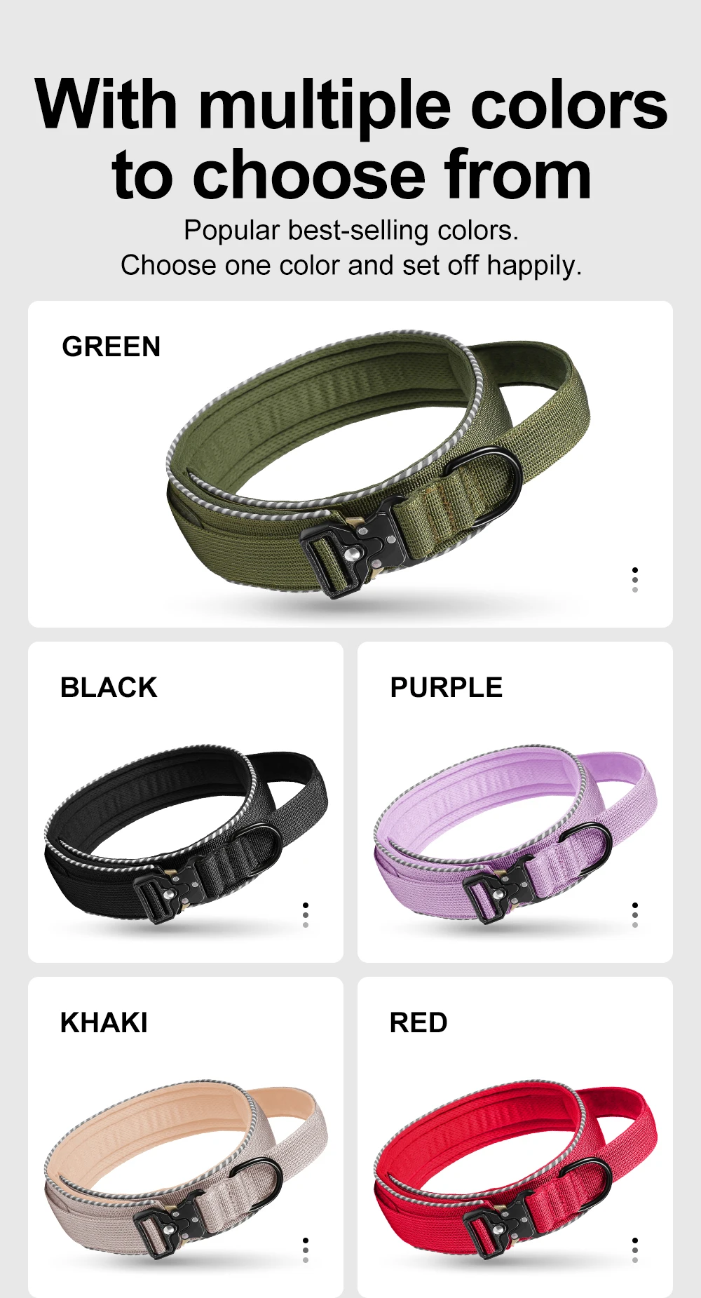 Taktisches Hundehalsband, verstellbares Hundehalsband für mittelgroße und große Hunde, Golden Retriever-Halsband mit Kontrollgriff, hochwertige Schnalle. – Detail 13