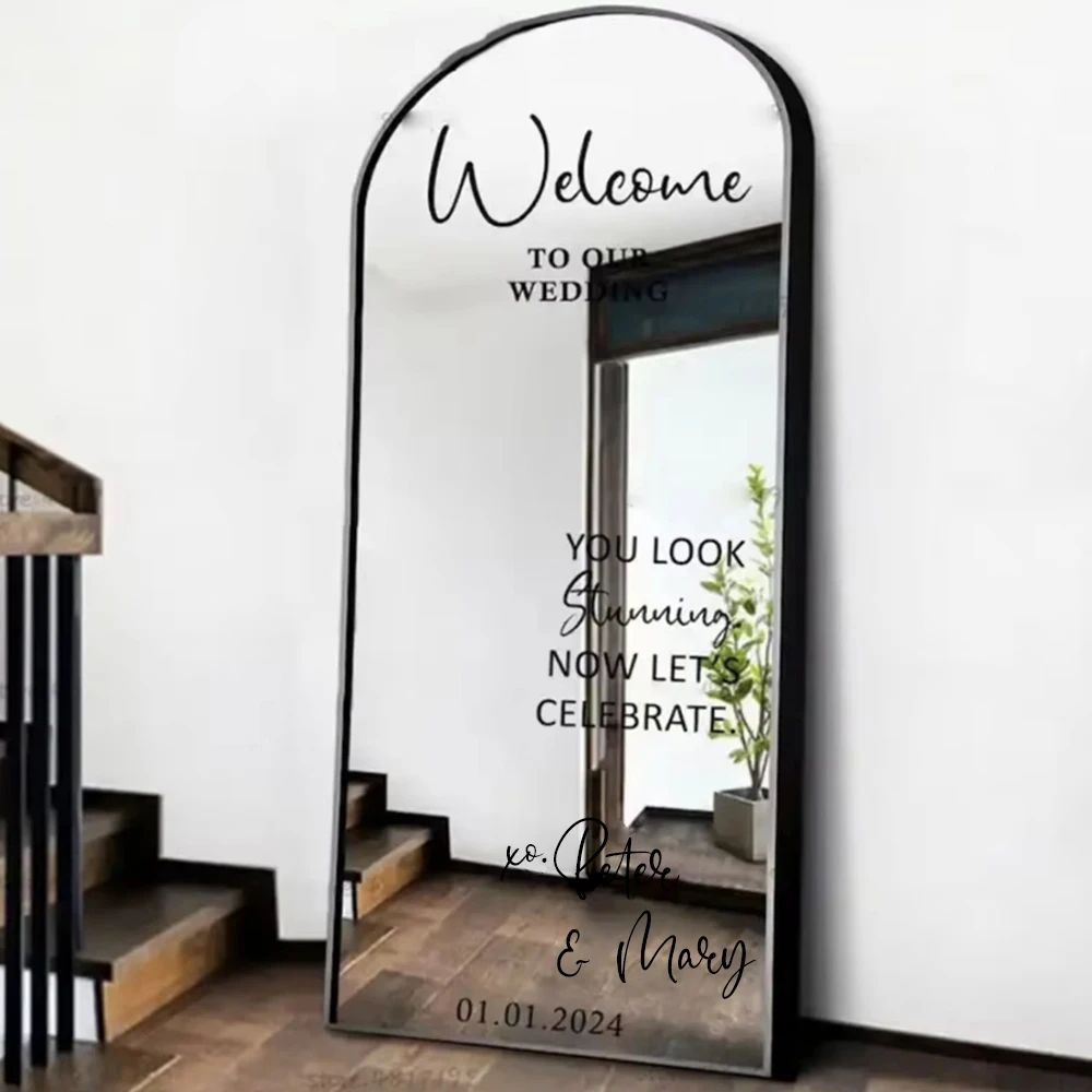 

Welcome To Our Wedding Stickers Custom Name and Date Vinyl Decal Wedding Sign Stickers for Mirror Board Art Mural Party Decor