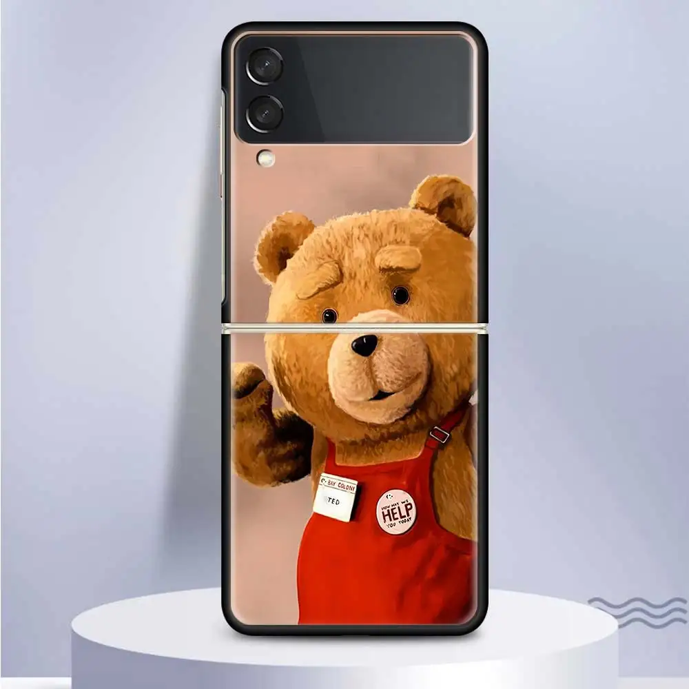 Naughty Cute Bear Funny Mascot Phone Case For Samsung Galaxy Z Flip6 Flip3 Flip4 Flip5 PC Hard Plastic Z Flip 6 5 4 3 5G Fundas 