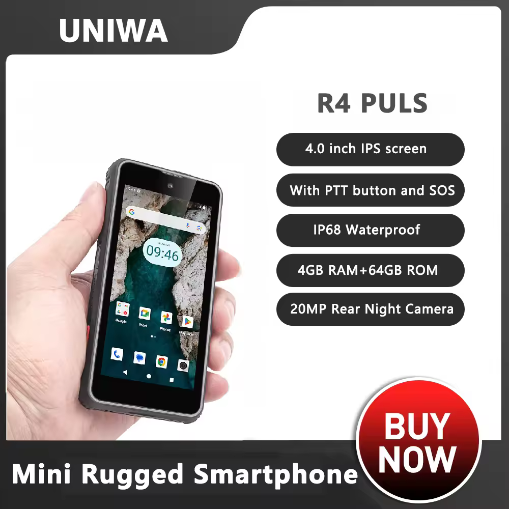סמארטפון מחוספס R4 PLUS 4G עם תצוגה בגודל 4.0 אינץ', PTT, זיכרון RAM בנפח 4GB + זיכרון ROM בנפח 64GB, ראיית לילה ברזולוציה של 20 מגה פיקסל, סוללה בנפח 3000mAh, מערכת הפעלה Android 14, NFC