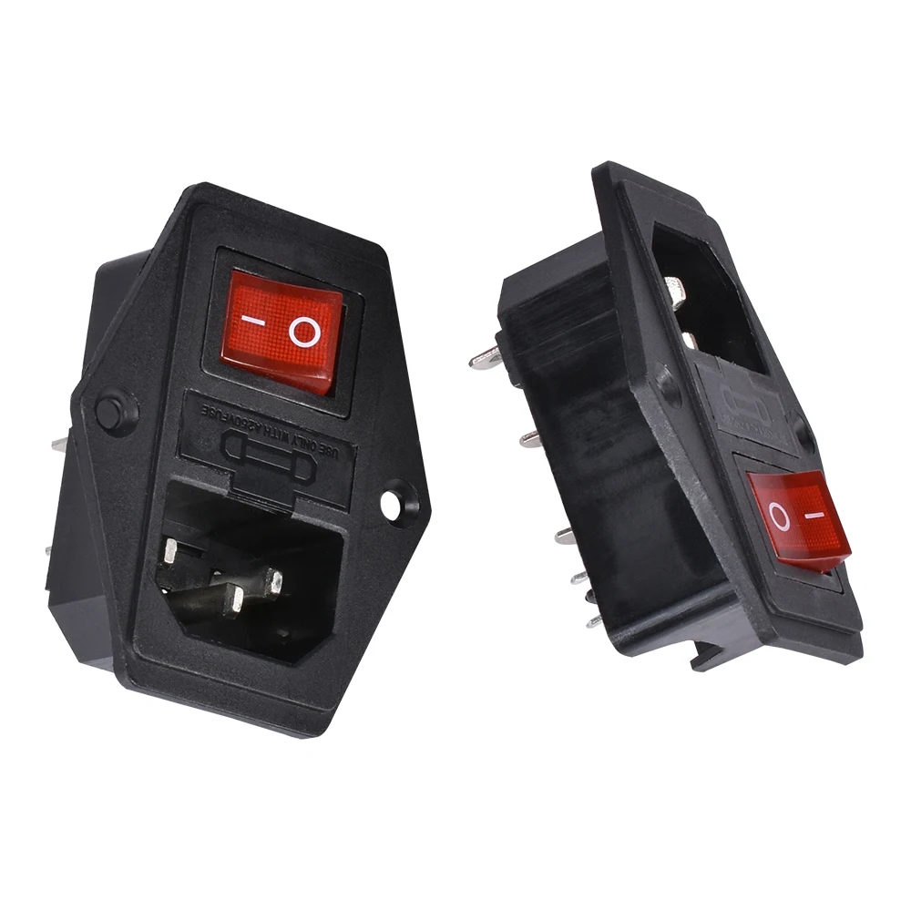 10A250V Einlassmodul Stecker Wippschalter Netzschalter AC Steckdose mit rotem Dreifach-Wippschalter Fused Modul Stecker für 3D-Teil – Detail 17