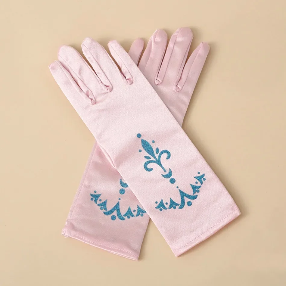 Flower Girl Wedding Gloves Princess Girls Elsa Anna Accessories Set Kids Party Cosplay Belle Sofia Snow Queen Snow Flake Gloves