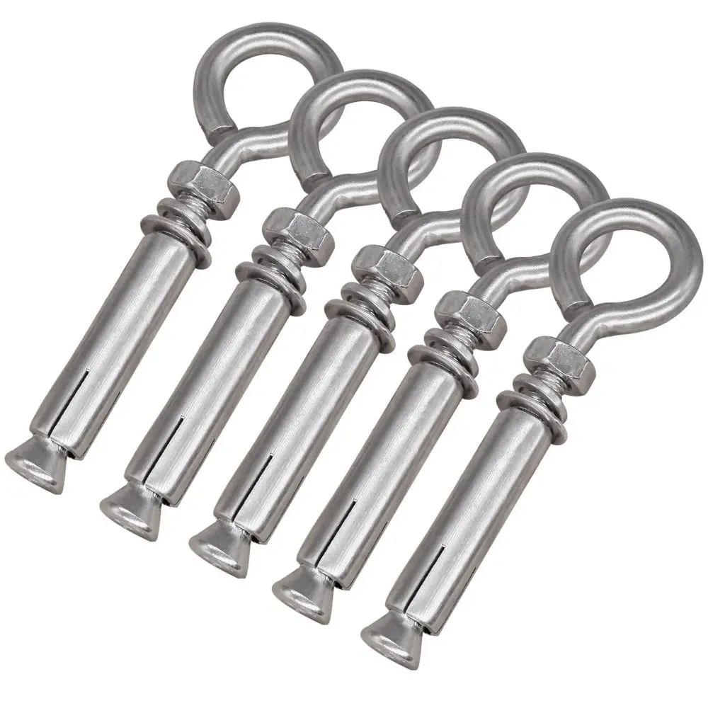 5pcs 304 Stainless Steel Expansion Bolts Silver Heavy Duty Eyebolt Bolt M8*106mm Expansion Eyebolt Wall Concrete Brick Anchor