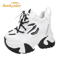 11CM High Platform Women Sneakers New Autumn Thick Sole Casual Dad Chunky Shoes Woman Leather Sports Walking Shoes Zapatos Mujer