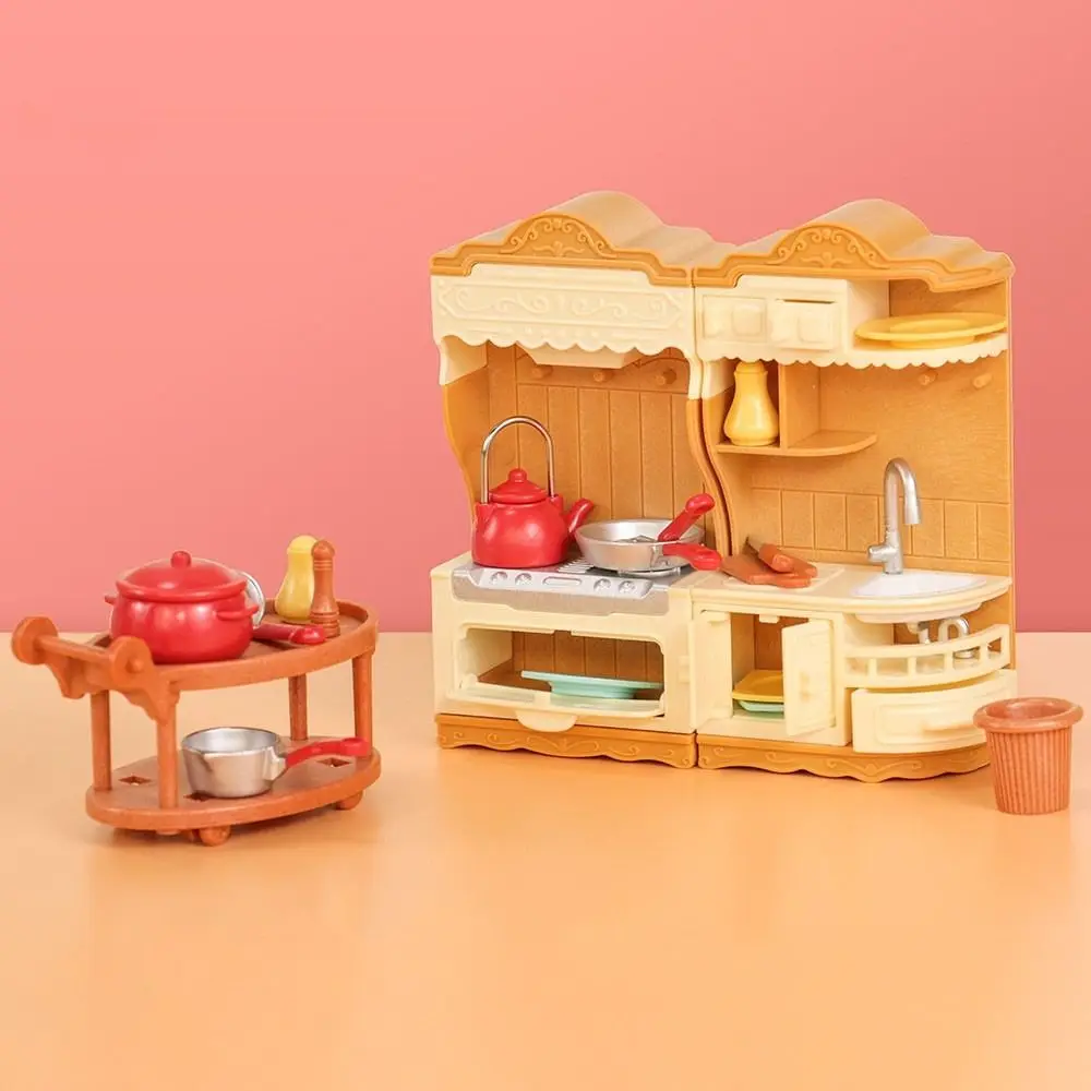 Dollhouse Miniature Accessories Forest Family Home Furniture Collection Set Kitchen Cooking Pots For Children Girls Gift