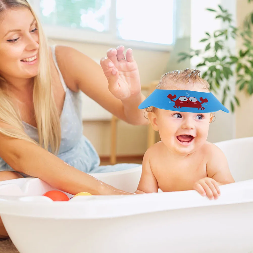 

2Pcs Baby Bath Shampoo Cap Thickened Kids Hair Wash Shield Adjustable Infant Shower Hat Waterproof for Swimming