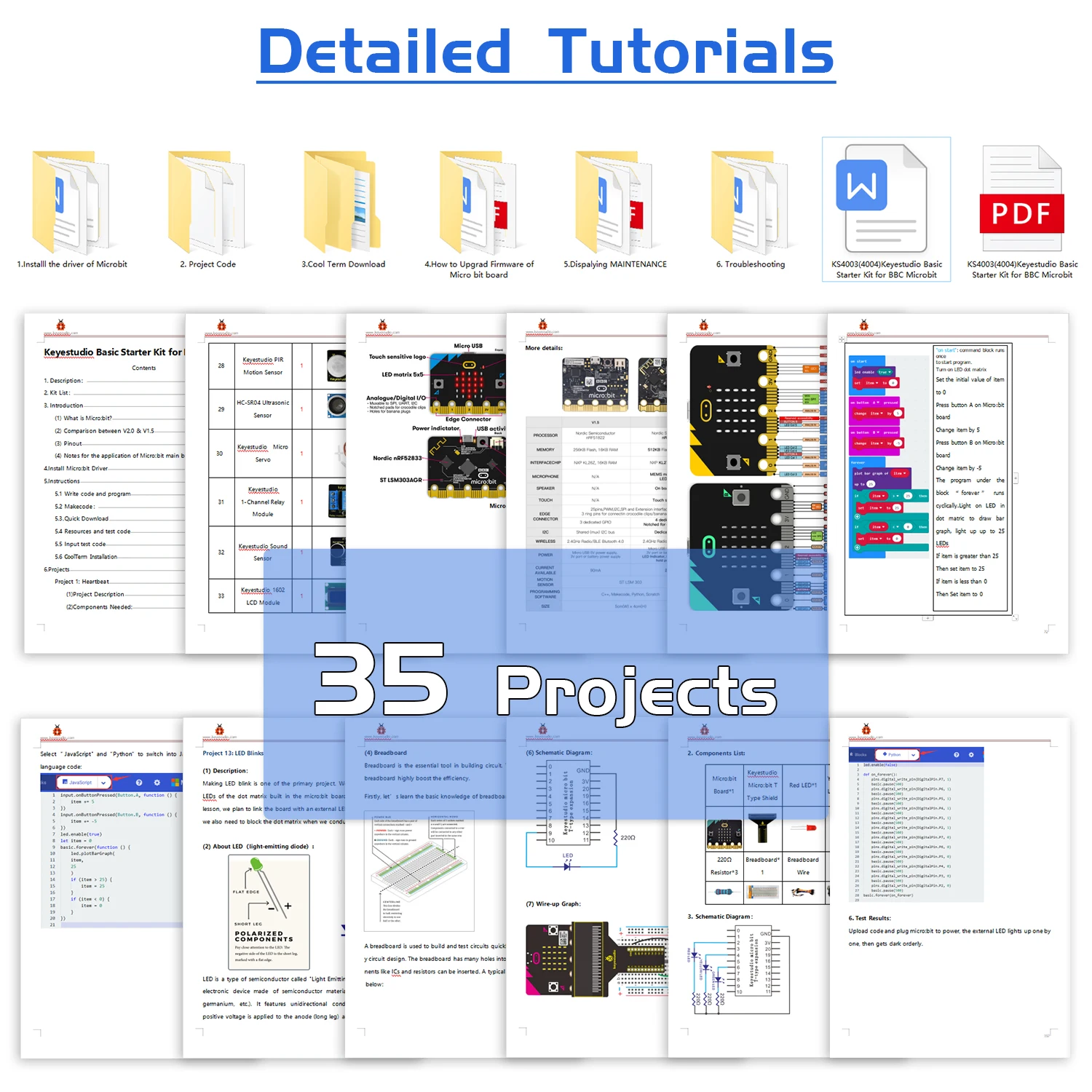 KEYESTUDIO Micro:bit V2 Basic Starter Kit for BBC Microbit Kit Programming DIY Projects Starter Kit Study Sensor Kit+38 Projects