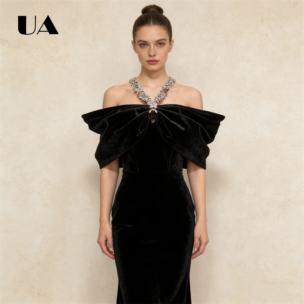 

ULBYANRY длинное вечернее платье с лямкой на шее для женщин 2026 модные бархатные платья для выпускного вечера цвета по индивидуальному заказу женские коктейльные платья