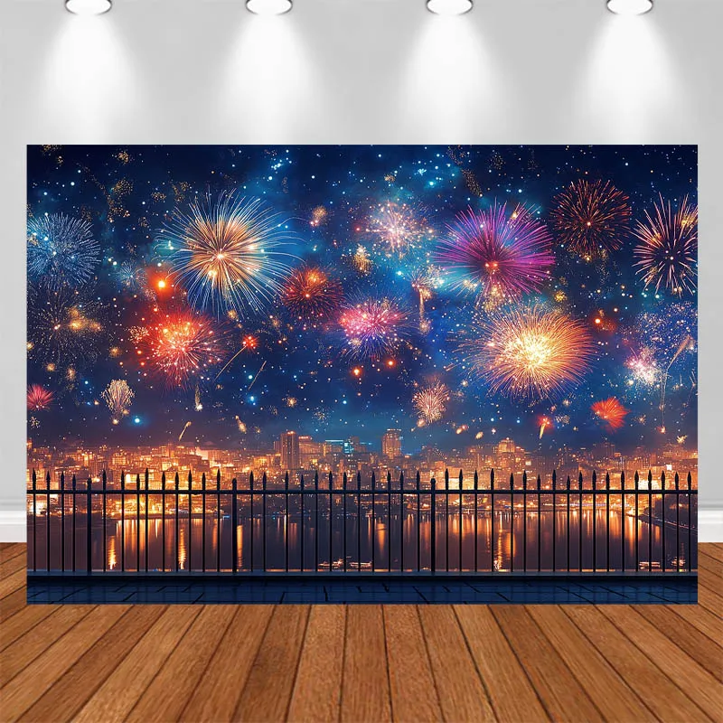 LS Photography Background Night Scenes Terraces City Lights Wrought Iron Railings Decor Adult Portrait Photos Backdrop Studio