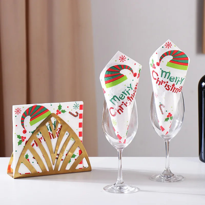 20Pcs/pack Christmas Series Printed Paper Disposable Tableware Sqaure Napkin Tissues Xmas Party Decoration