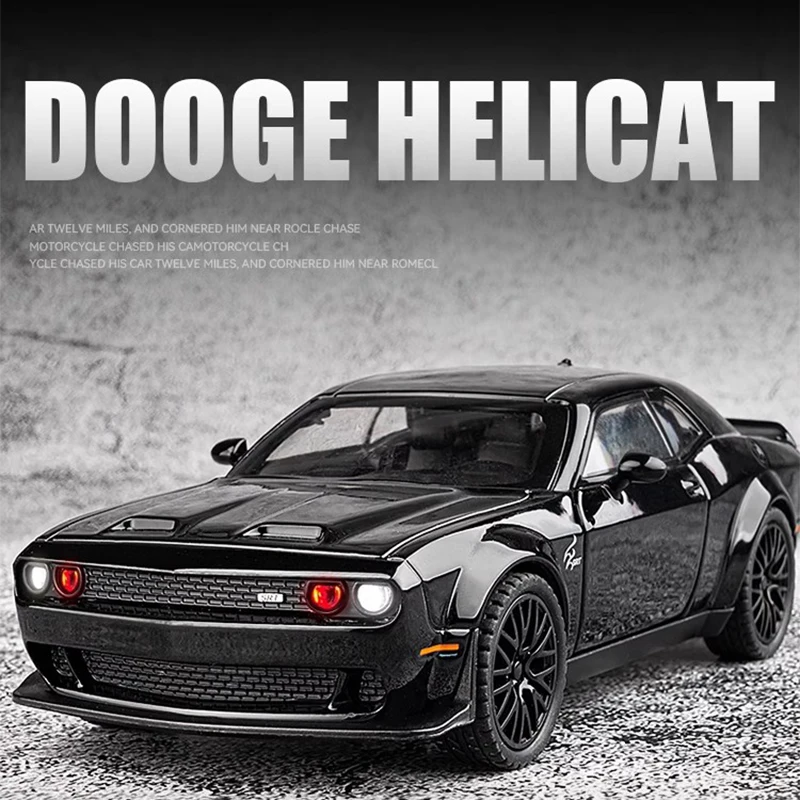 Dodge Challenger Hellcat Toy Car For 1:32 Scale Alloy Die Cast Metal Cars Toy Trendy Display Ornament Children Birthday Toy Gift