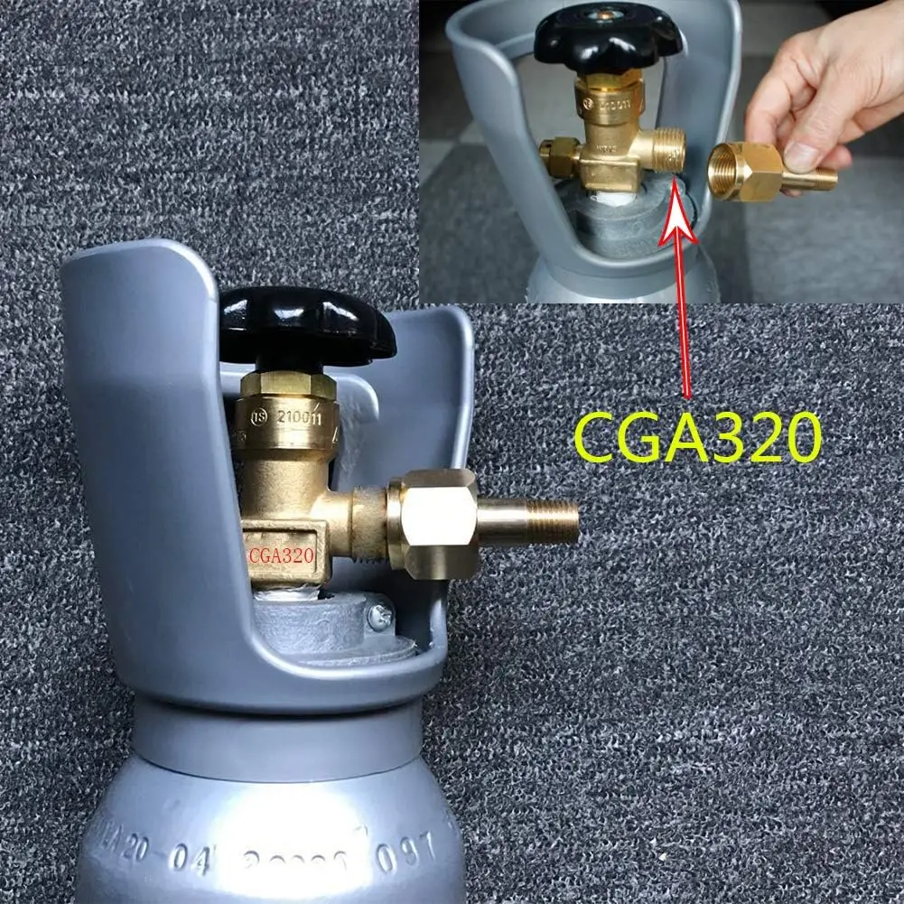 CO2 Tank CGA-320 Nut Regulator - Carbon Dioxide Bottle Threaded Receiving Washer and Nipple Screw 1/4