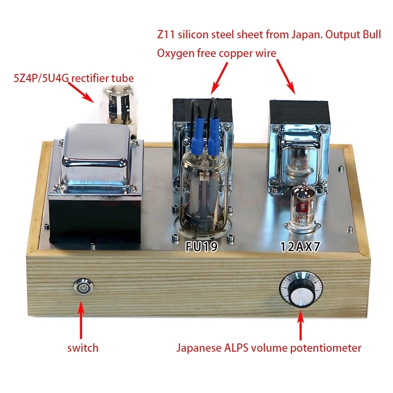Sunbuck 12AX7 Mendorong FU19 8W * 2 Amplifier Tabung Elektronik Stereo Pengelasan Tanpa Kebisingan Bawah Audio Amplifier Suara Indah