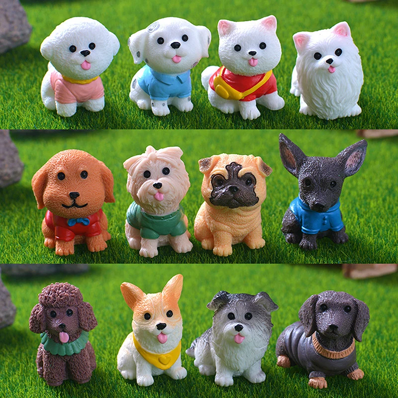 1pcs Miniature Dog Figurines Miniature Terrarium Crafts Realistic Animals Dogs For DIY Micro Landscape Fairy Garden Accessories