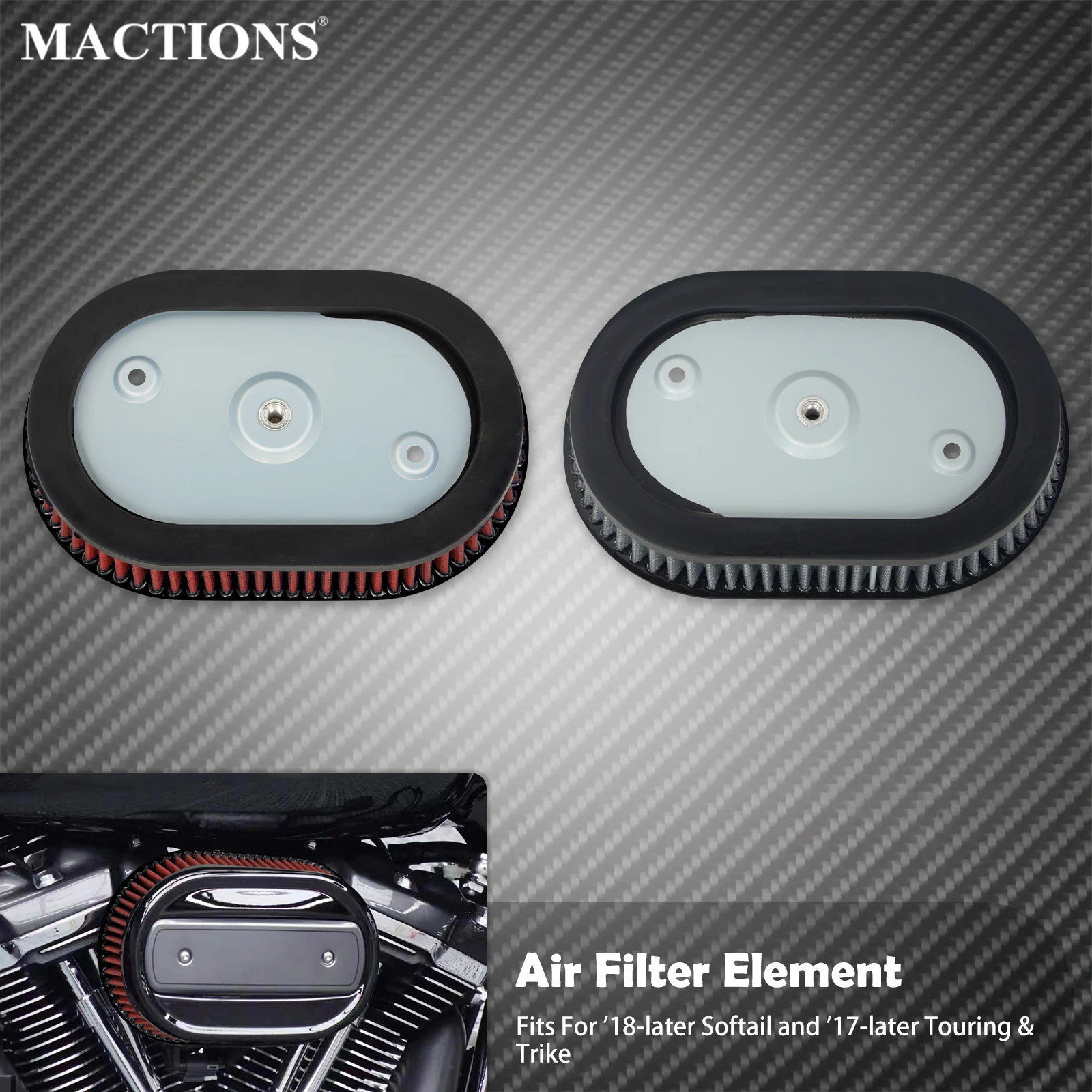 Motorcycle Air Cleaner Element Red/Gray Filter Replacement For Harley M8 Softail Fat Boy FXBB FXFB 18-Up Touring FLHT FLHX 17-Up