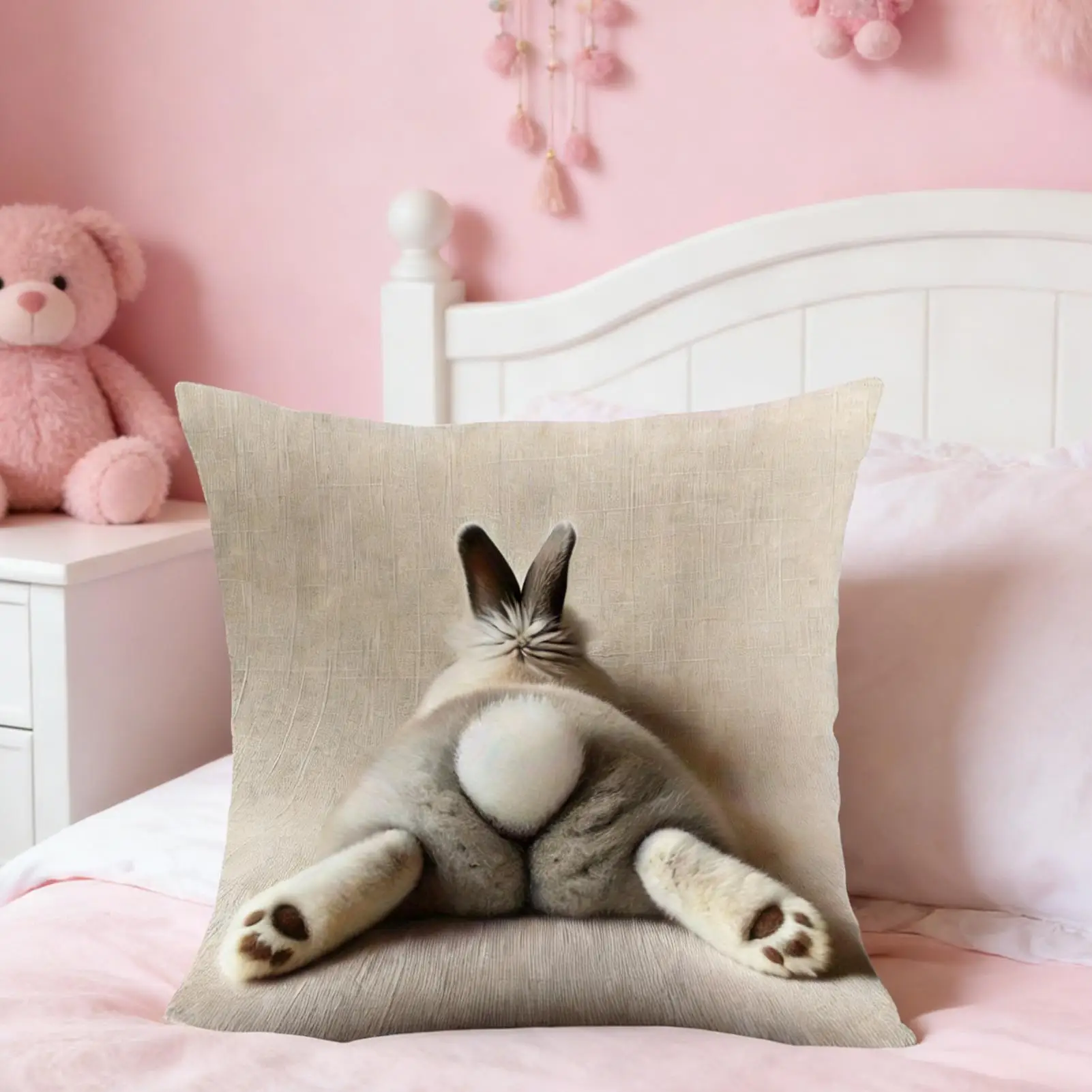 Easter Throw Pillow Covers 45x45cm Festive Rabbit Removable Case Easter Pillow Cases for Family Friends Home Indoor Living Room