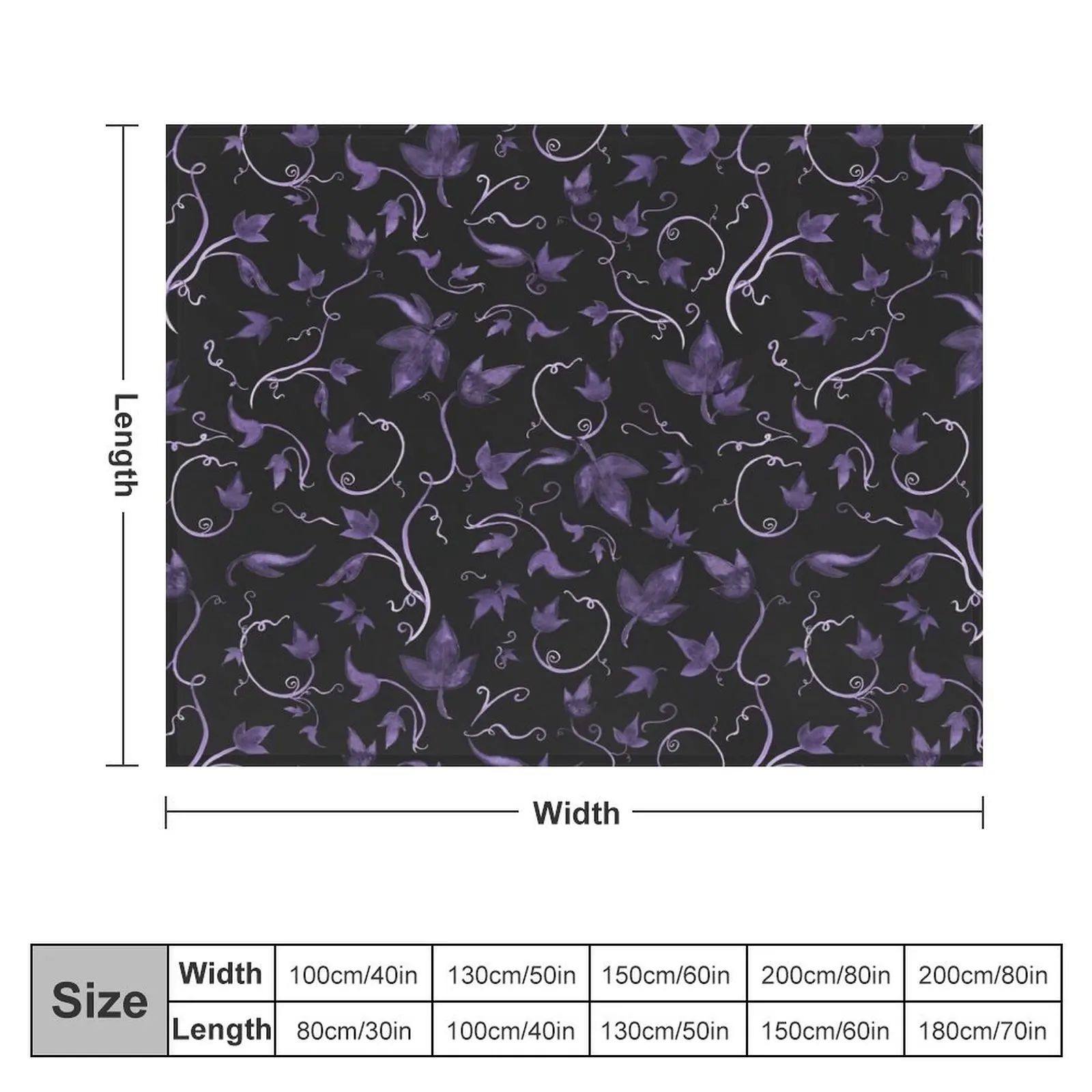 Twirling Vines Purple & Grey Throw Blanket Comforter Stuffeds Blankets