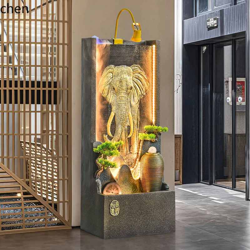 

ZML flowing water screen fountain lucky water curtain wall living room entrance decoration floor ornament