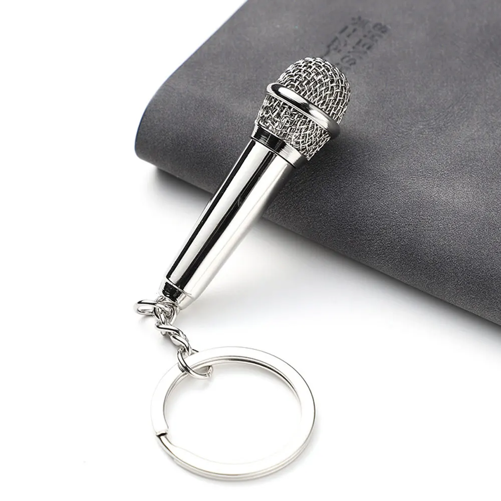 1Pc Metal Hip-hop Microphone Keychain Mini Microphone Key Ring Car Key Holder Singer Gift for Women Men Handbag Accessories