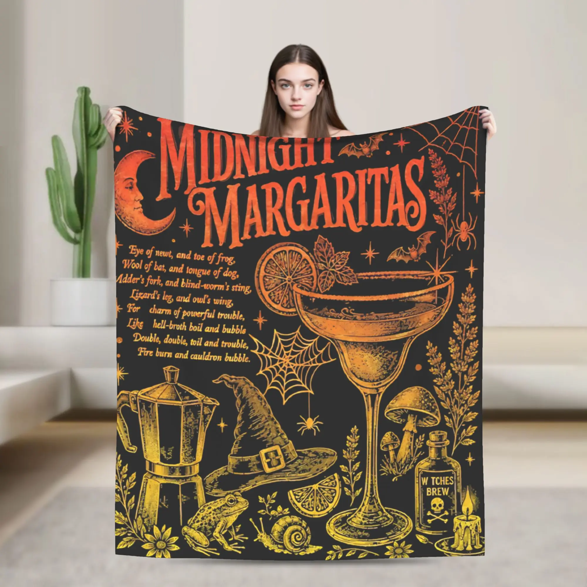 Y2K Practical Magic Midnight Margaritas Witchy Halloween Gothic Blankets Ultra-Soft Fleece  Relax Throw Blankets