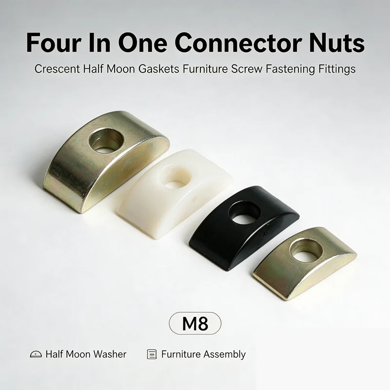 Crescent Half Moon Gaskets Furniture Four In One Connector Nuts Screw Fastening Fittings M8
