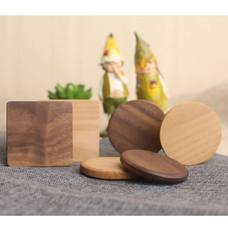 Beech Insulation Mat Solid Color Coffee Coaster Wooden Coaster Creative Wooden Japanese Tea Ceremony Cup Holder Walnut Cushion