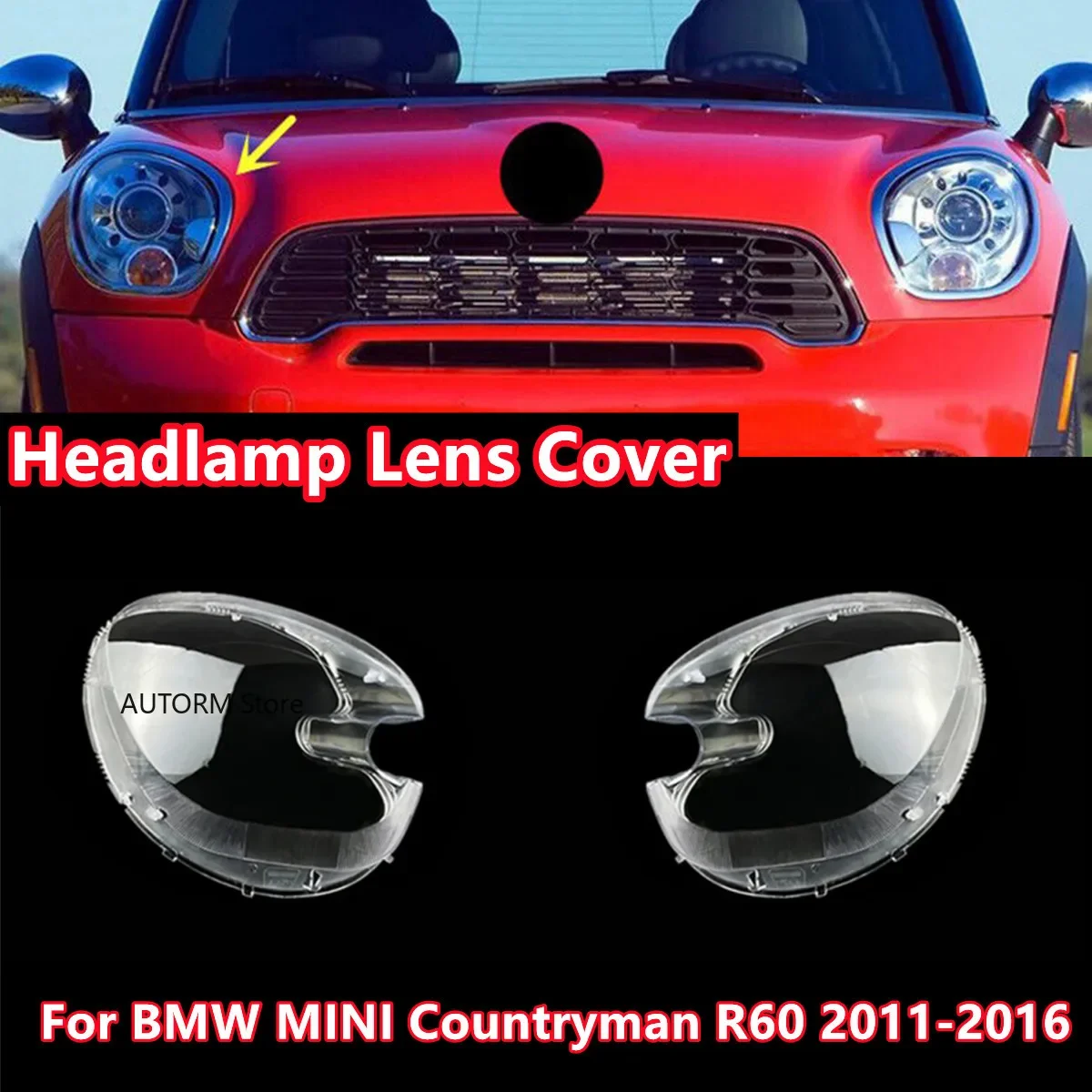 For BMW MINI Countryman R60 2011 2012 2013 2014 2015 2016 Front Headlamp Housing Transparent Headlight Lens Cover Headlamp Shell