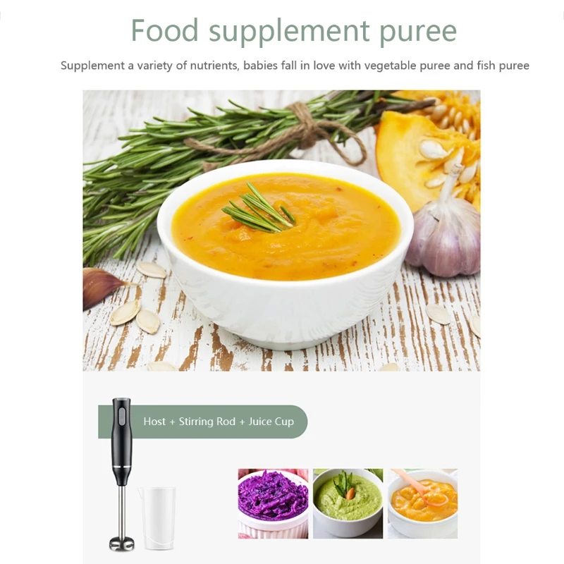 Frullatore manuale a immersione ad potenza da 400 per succhi frappè alimenti complementari per bambini, include