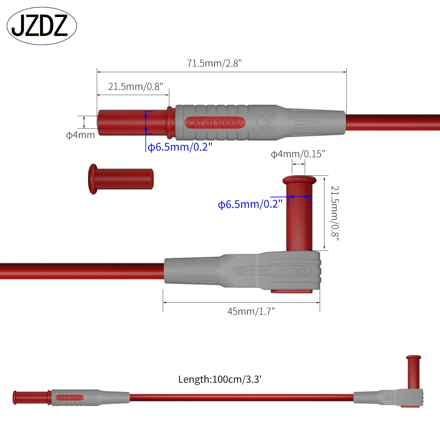 JZDZ Multimeter Test Leads Kit Digital Electrical Test Probes Set with Alligator Clips Puncture Wire-Piercing Test Clip JT0090
