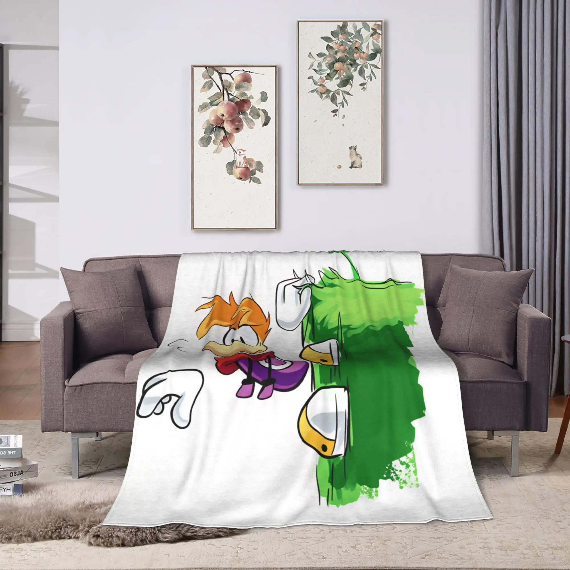 Soft Cozy Throw Blanket Camping Flying fist attack Raymans Blankets  Flannel Bedspread For Sofa Home Casual Sofa Bed Cover